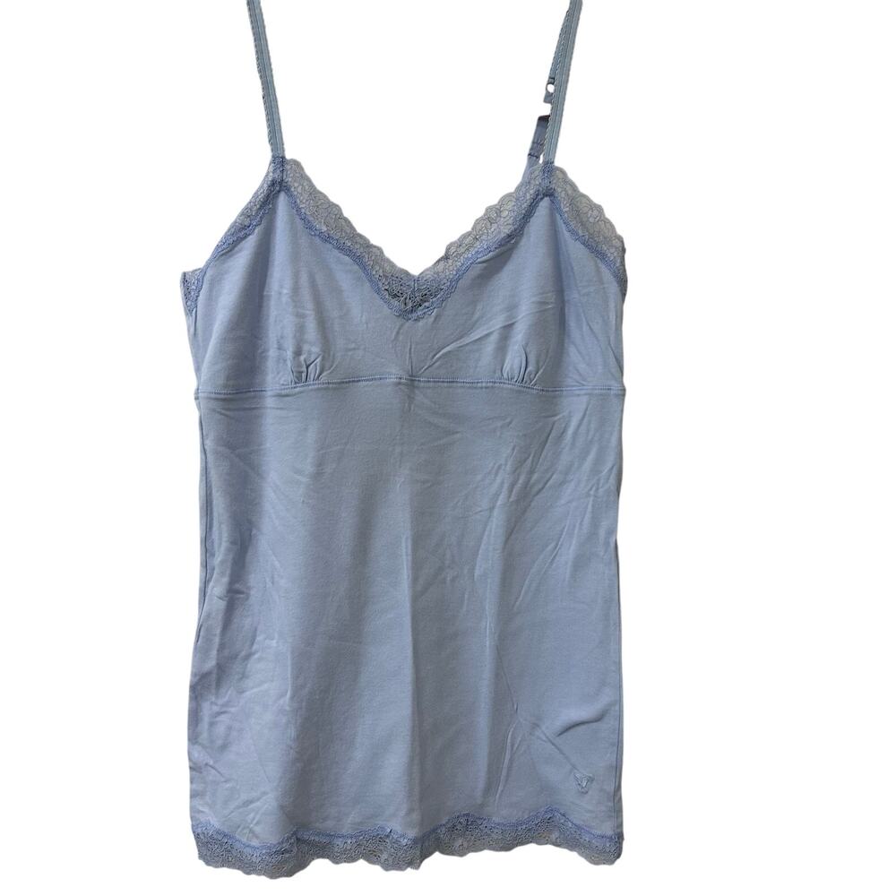 American Eagle Women Sz Large Blue Lace Babydoll Cami Tank Top Y2K Preppy Fairy